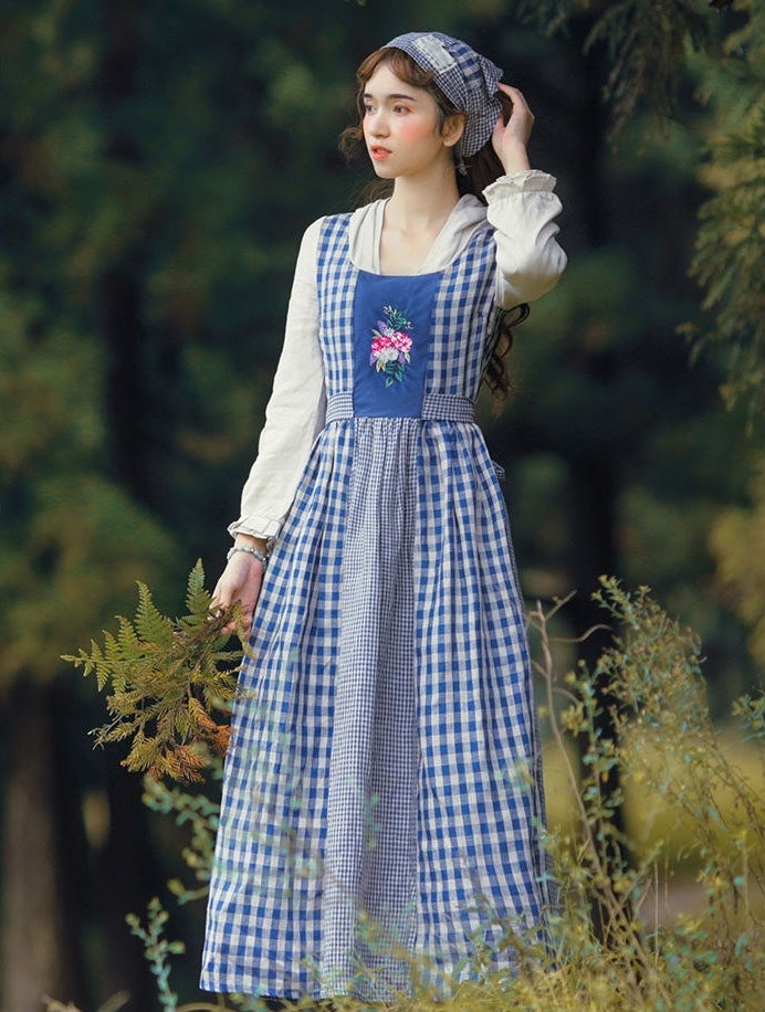 Azriel Mossbird Witchy Vintage-style Patchwork Cottagecore Dress Set 