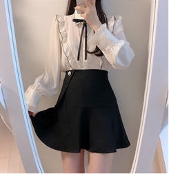 Dark Academia Victorian Shirt with Black Bow