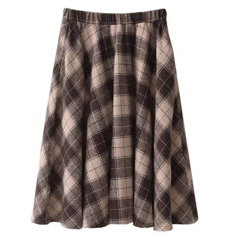 Dark Academia Wool Plaid Skirt