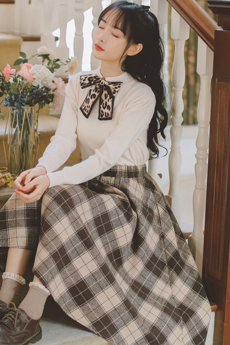 Dark Academia Wool Plaid Skirt