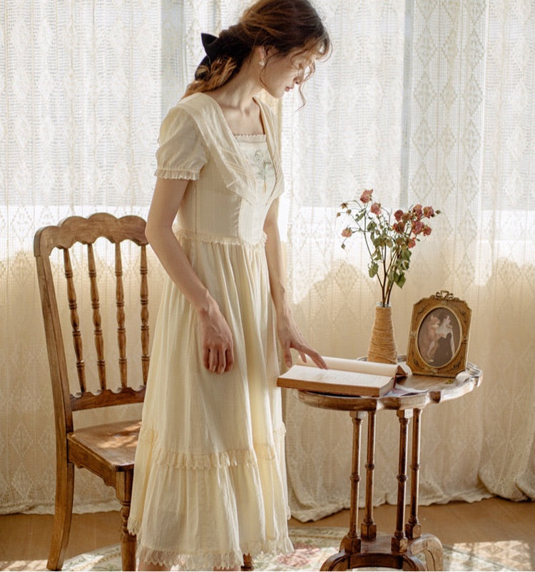 Lilly of The Valley Embroidered CottagecoreDress