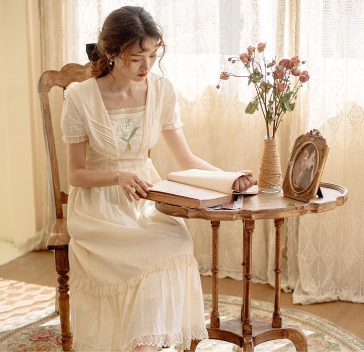 Lilly of The Valley Embroidered CottagecoreDress