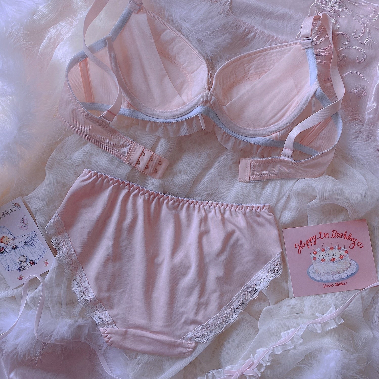 Pastel Pink Romantic Royalcore Princess Lingerie Set
