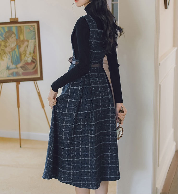 Petya Dark Academia Wool Pinafore Dress