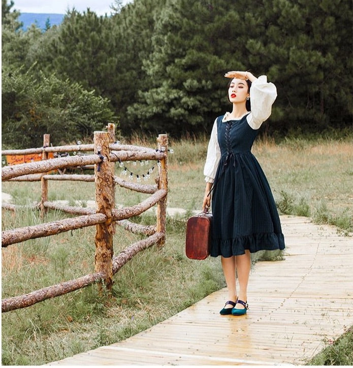 Rainstorm Roads Plaid Vintage-style Dress