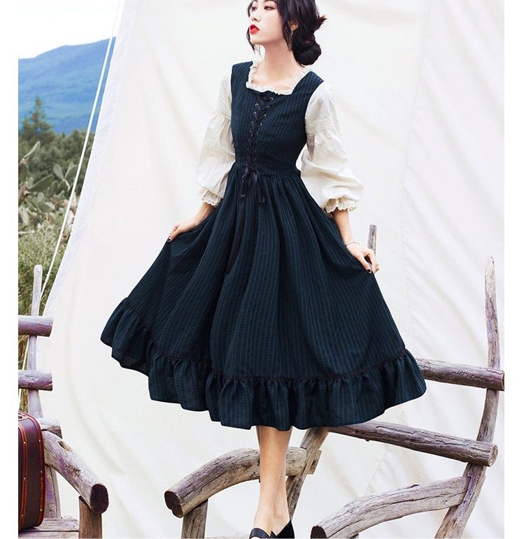 Rainstorm Roads Plaid Vintage-style Dress