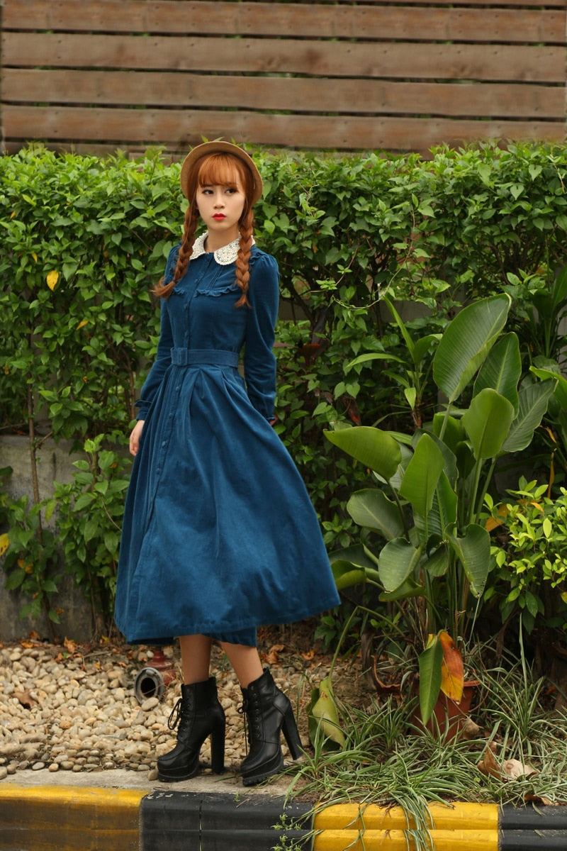 Morena Blues Cottage Witch Corduroy Dress