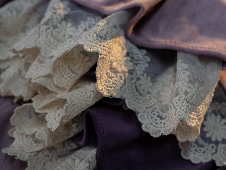 Violet Velvet Layered Ruffle Cottagecore Skirt