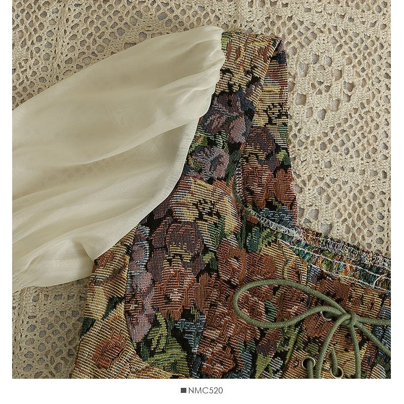 Floral Cottagecore Bustier Tapestry Top