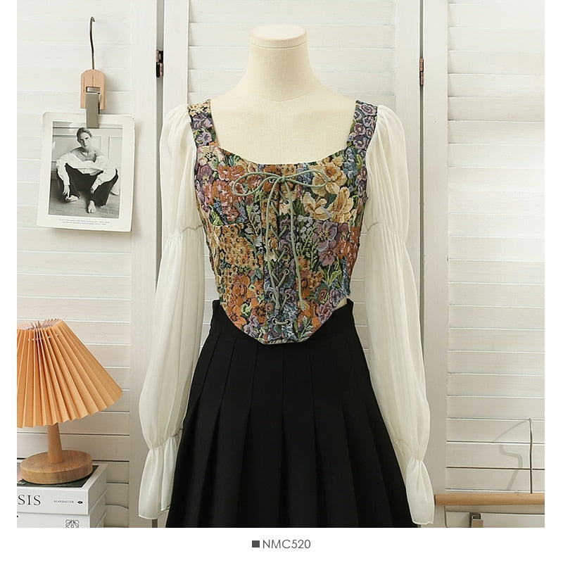 Floral Cottagecore Bustier Tapestry Top