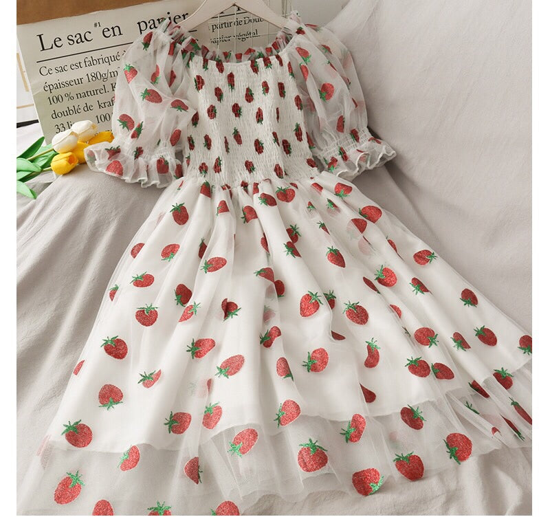 Sweet Strawberry Embellished Fairy Dress