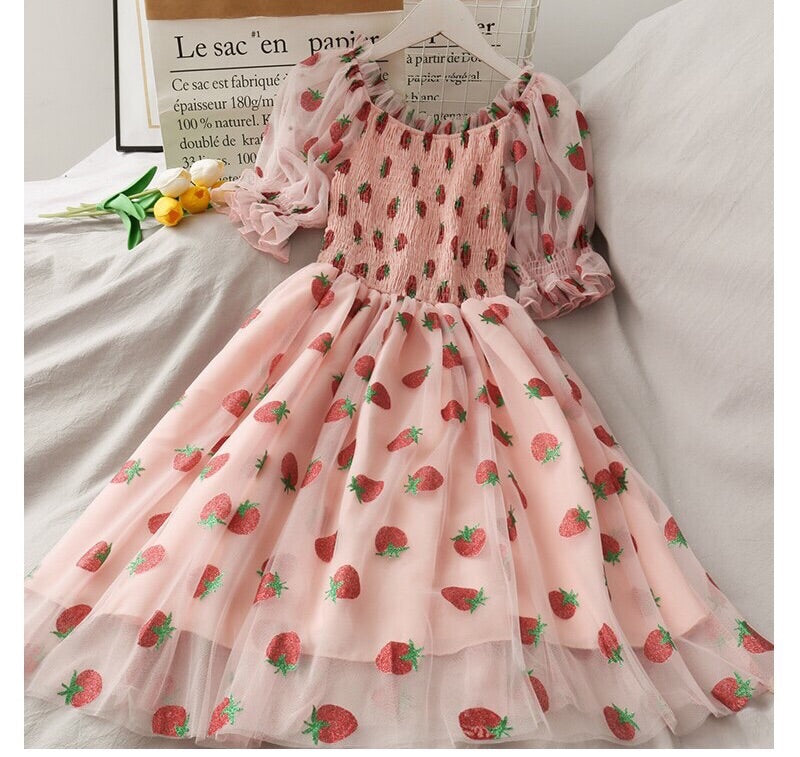 Sweet Strawberry Embellished Fairy Dress