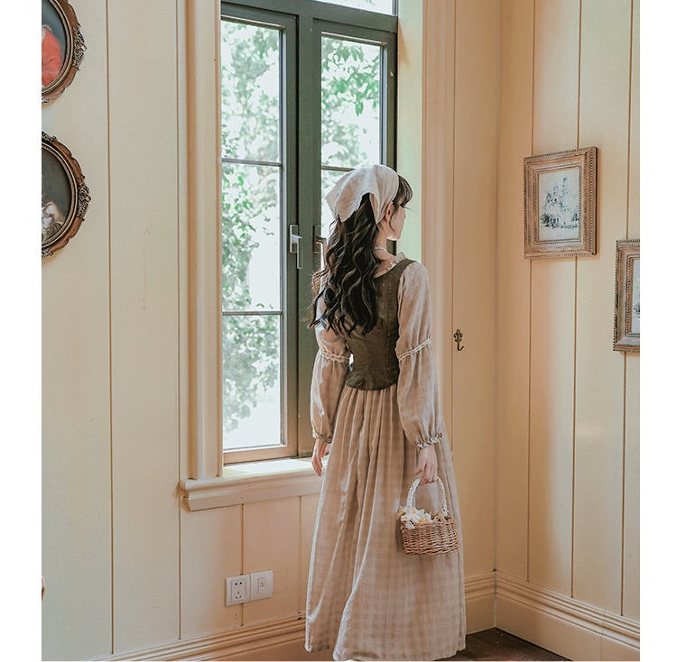 Tree Moss Cotton Linen Cottagecore Dress Set