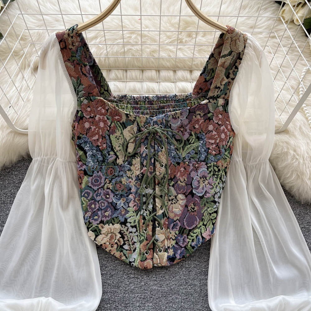 Floral Cottagecore Bustier Tapestry Top