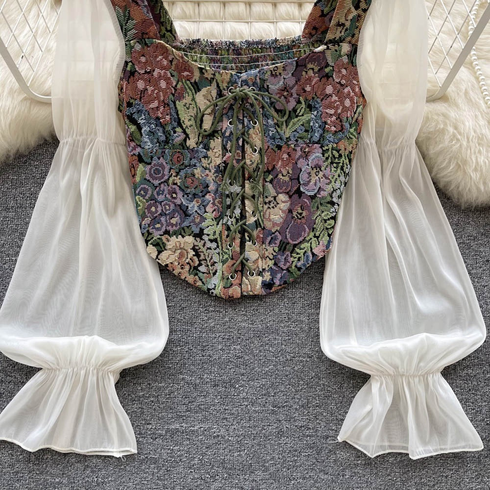 Floral Cottagecore Bustier Tapestry Top