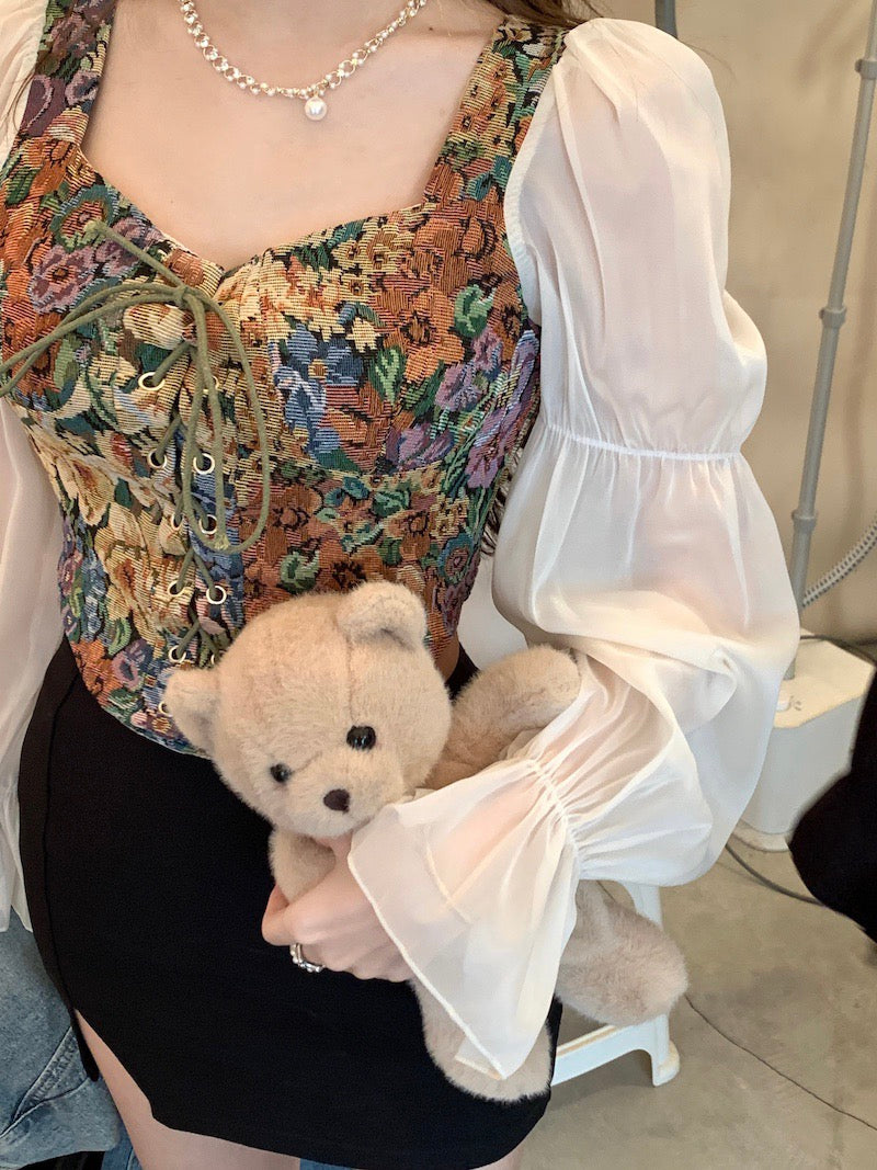 Floral Cottagecore Bustier Tapestry Top