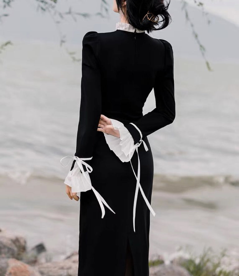 Vamp Lady Black Witchy Dark Academia Dress