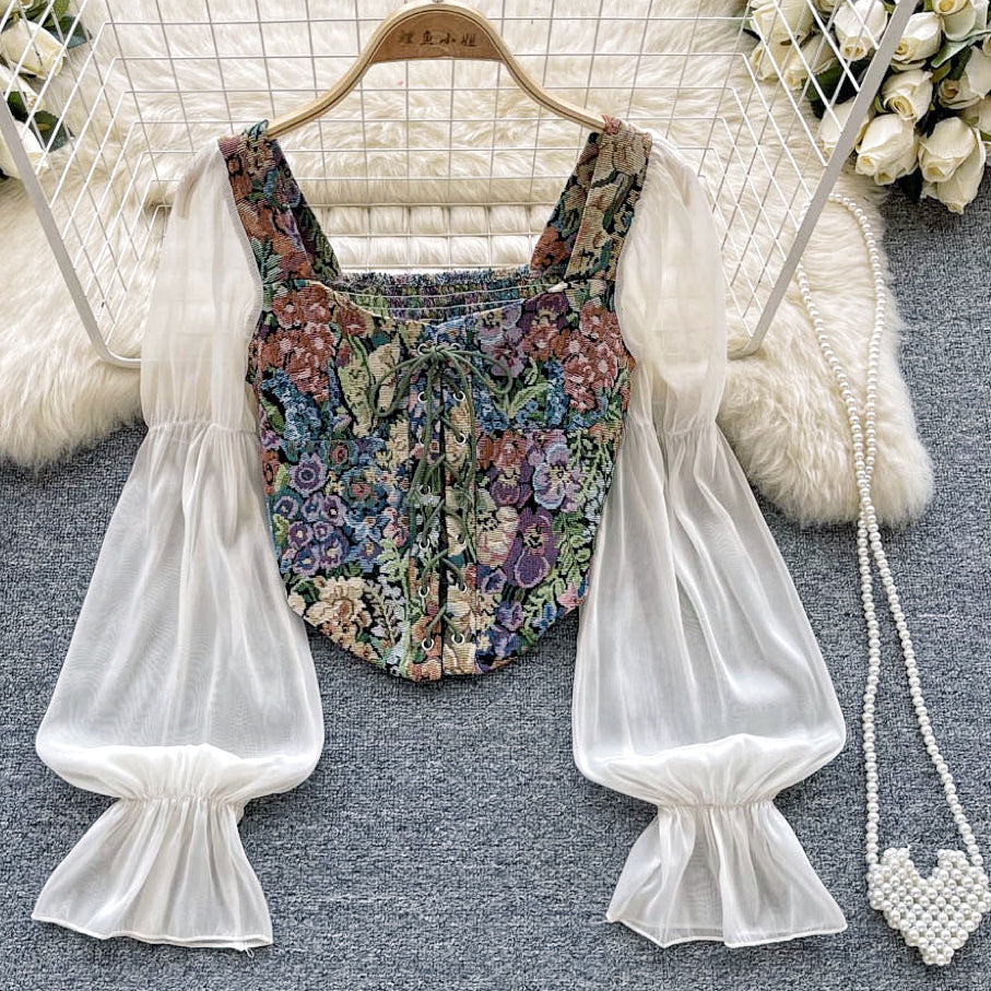 Floral Cottagecore Bustier Tapestry Top
