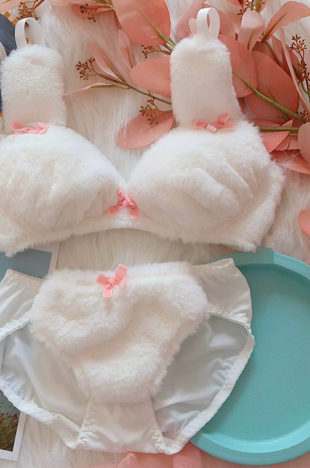 Soft Fuzzy Bunny Plush Kawaii Lingerie Set
