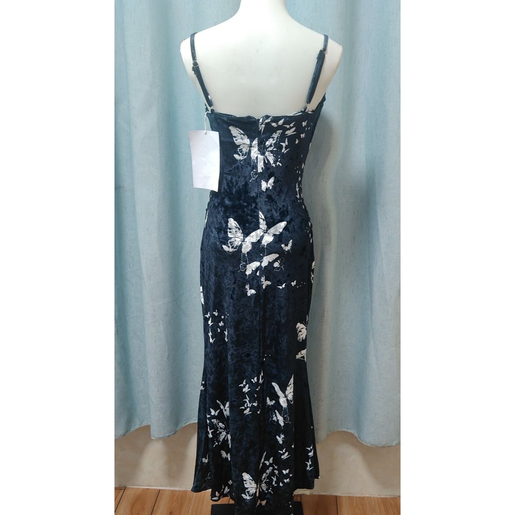Dark Butterfly Velvet 90s Minimalist Style Slip Dress