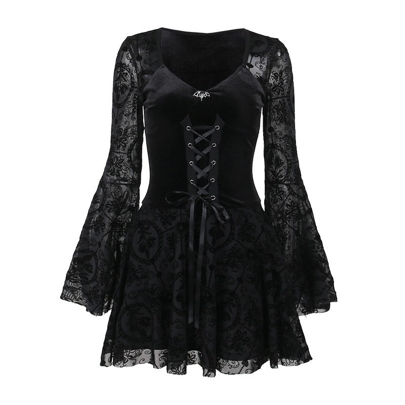 Dark Ethereal Vampire Goth Bell Sleeve Dress