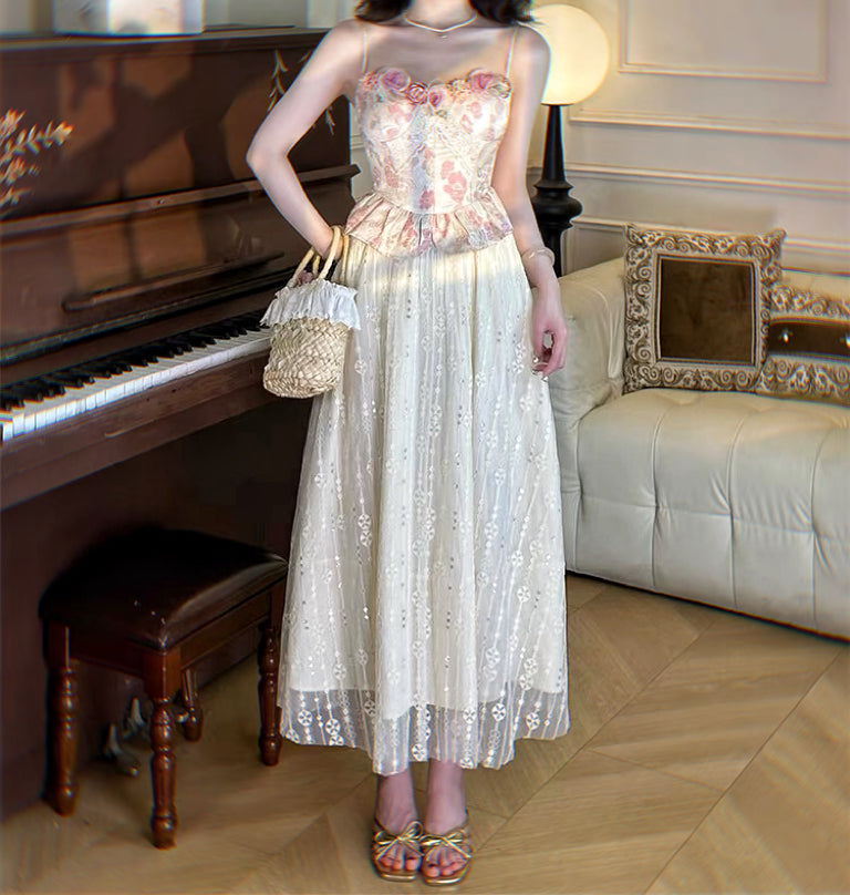 Royalcore Rococo Rococo Flower Romantic Royalcore Bustier Dress
