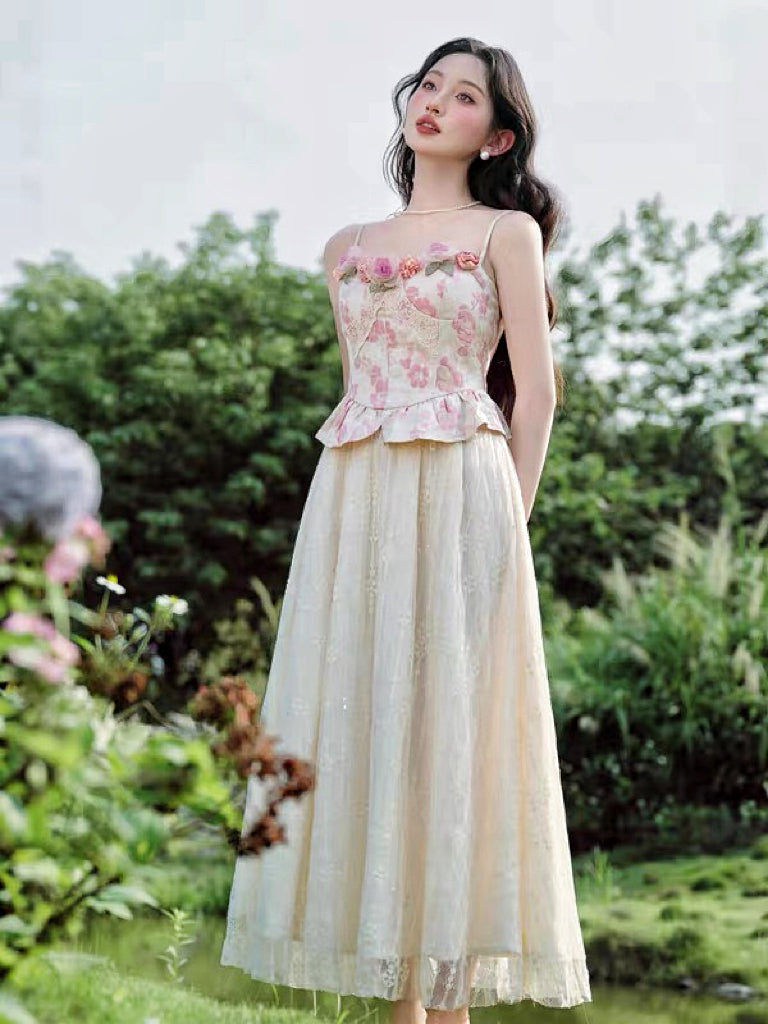 Royalcore Rococo Rococo Flower Romantic Royalcore Bustier Dress