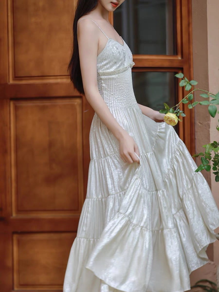 Frosty Moon Sequin Embellished Royalcore Goddess Dress
