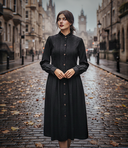 Witchy Charm Dark Cottagecore Oversized Corduroy Dress