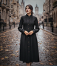 Witchy Charm Dark Cottagecore Oversized Corduroy Dress