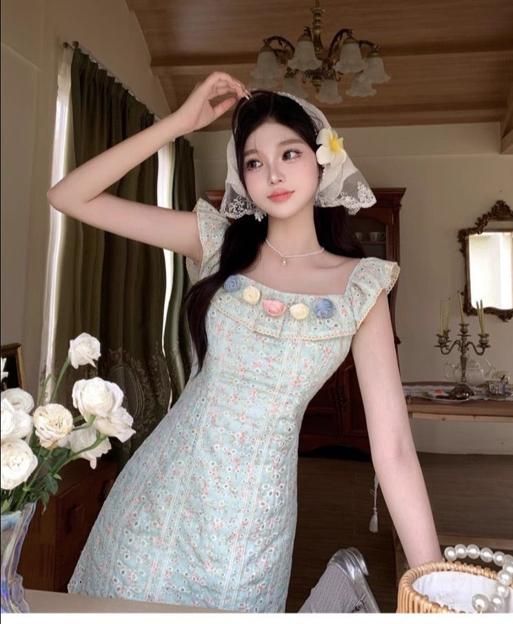 Lotus Rose Garden Fitted Cottagecore Dress Cottagecore Dresses