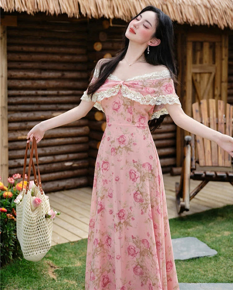 honey pink dress Patbo HONEY FLOWER TULLE MIDI DRESS - Pink