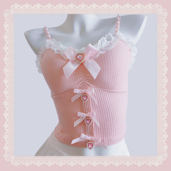 Kylee Jewel Heart Bow Coquette Top
