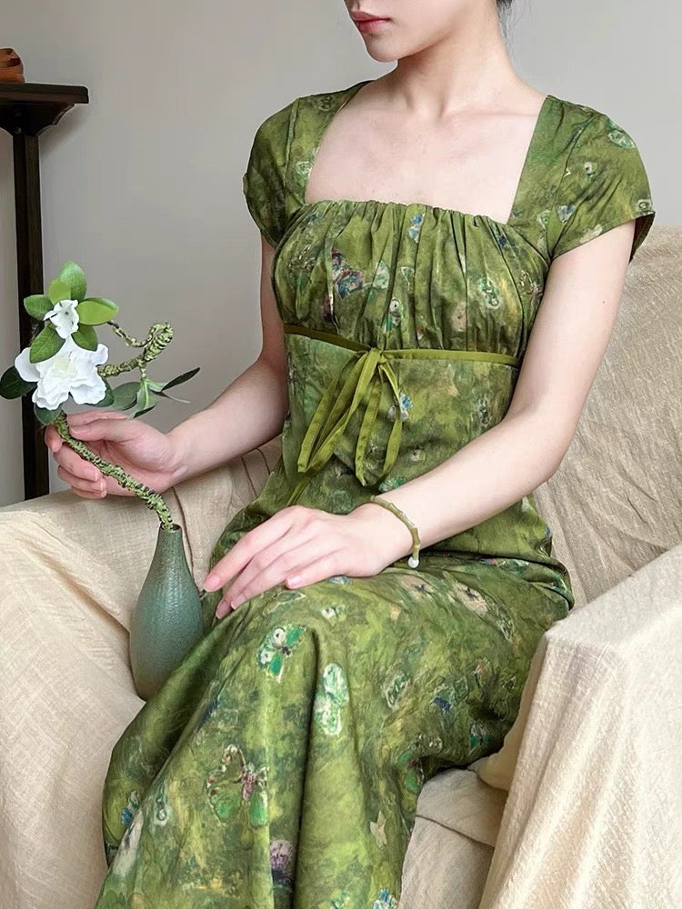 Forest Mood Floral Green Witch Dress