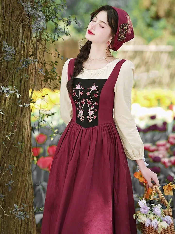Cottage Witch Dress with Headscarf Village Witch Cottagecore Dress Cottage Witch Dress with Headscarf Village Witch Cottagecore Dress