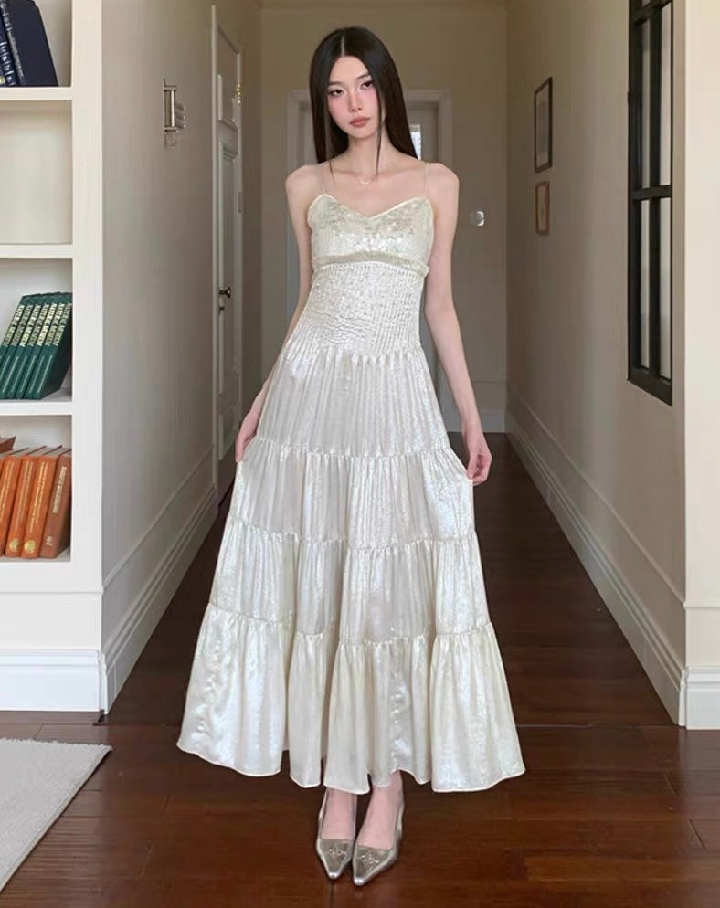 Frosty Moon Sequin Embellished Royalcore Goddess Dress