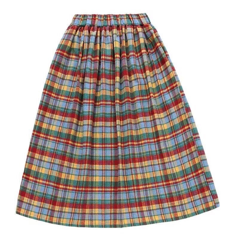 Plaid Pleated Wool Winter Skirt