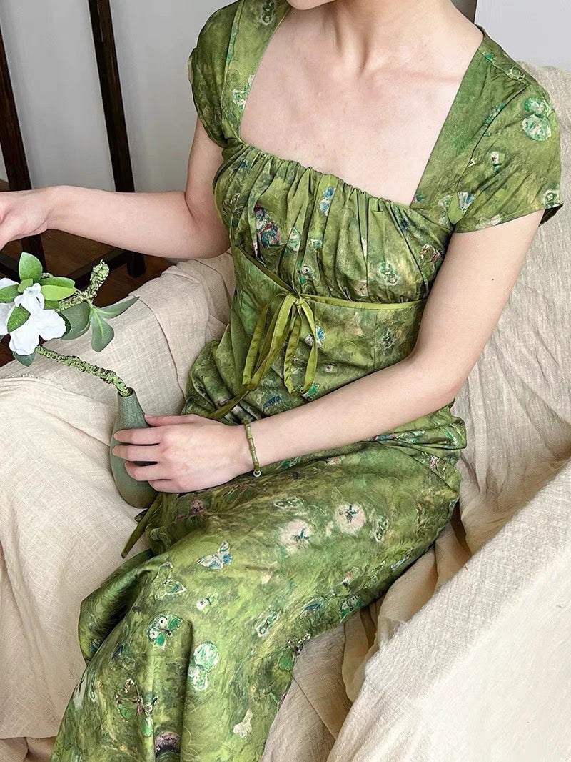 Forest Mood Floral Green Witch Dress