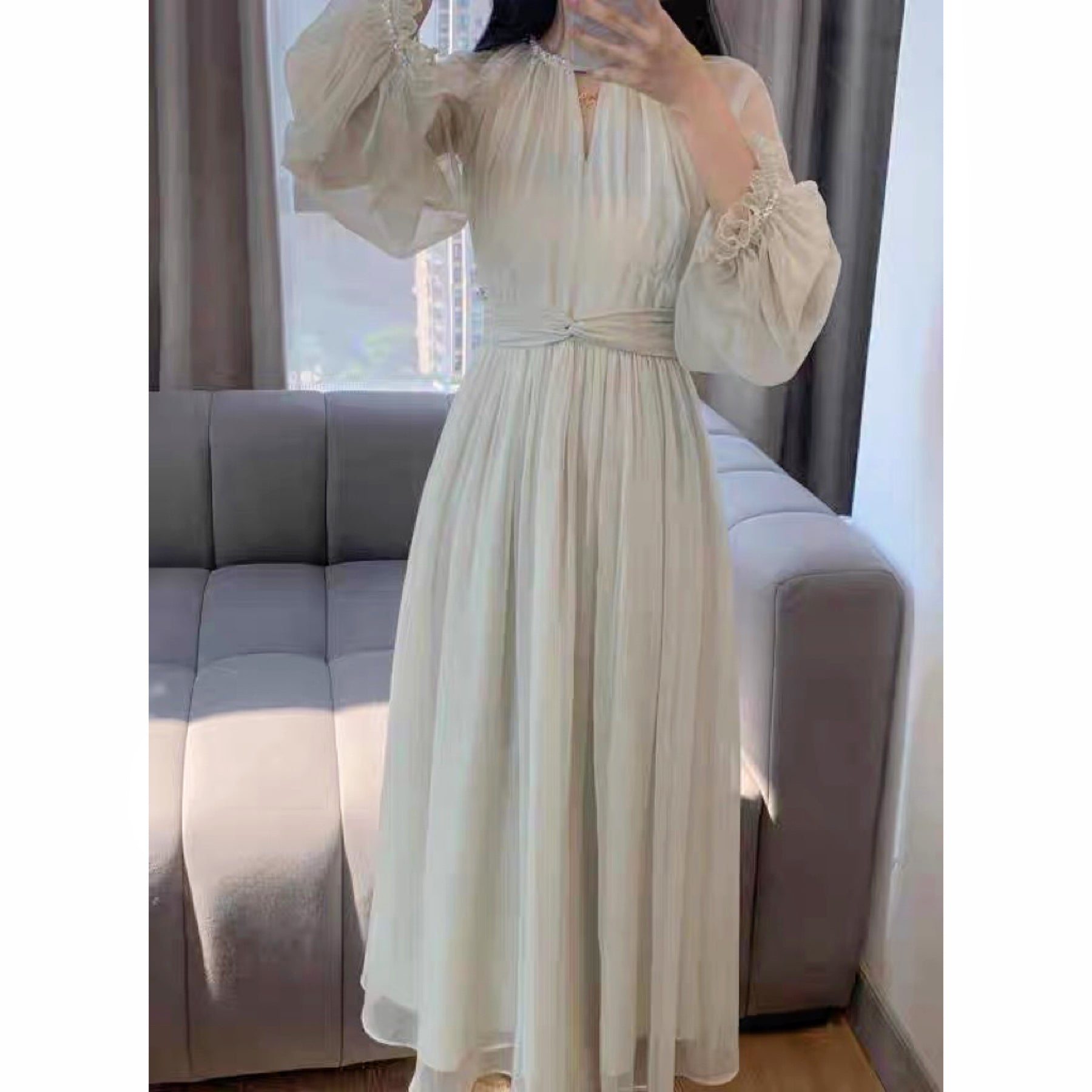 Seafoam-Green Romantic Princess Dress Vintage Chiffon Princesscore Dress Seafoam-Green Romantic Princess Dress Vintage Chiffon Princesscore Dress