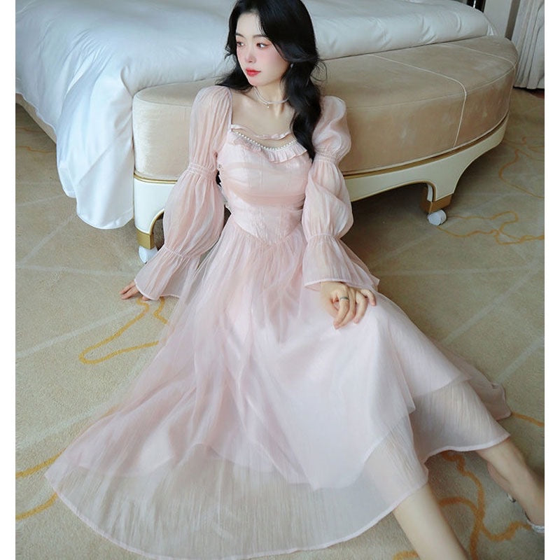 Pale Petal-Pink Fairy Princesscore Dress Princess Dresses at Deer Doll