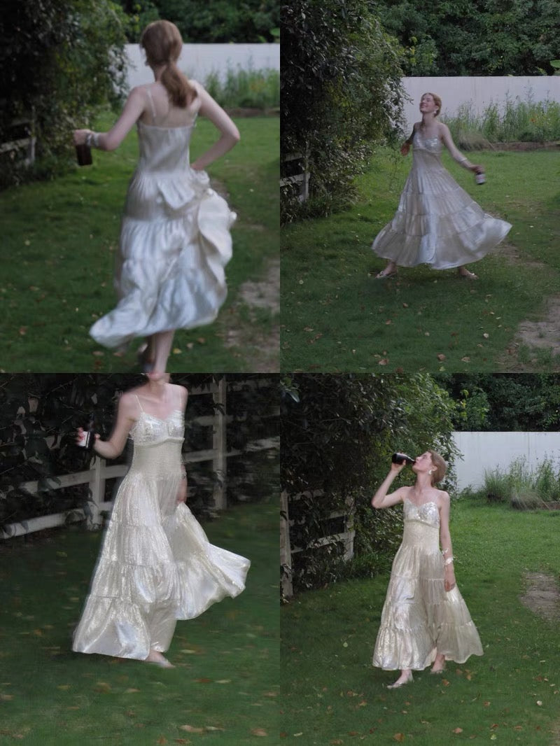 Frosty Moon Sequin Embellished Royalcore Goddess Dress