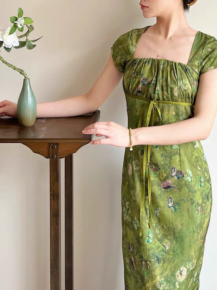 Forest Mood Floral Green Witch Dress