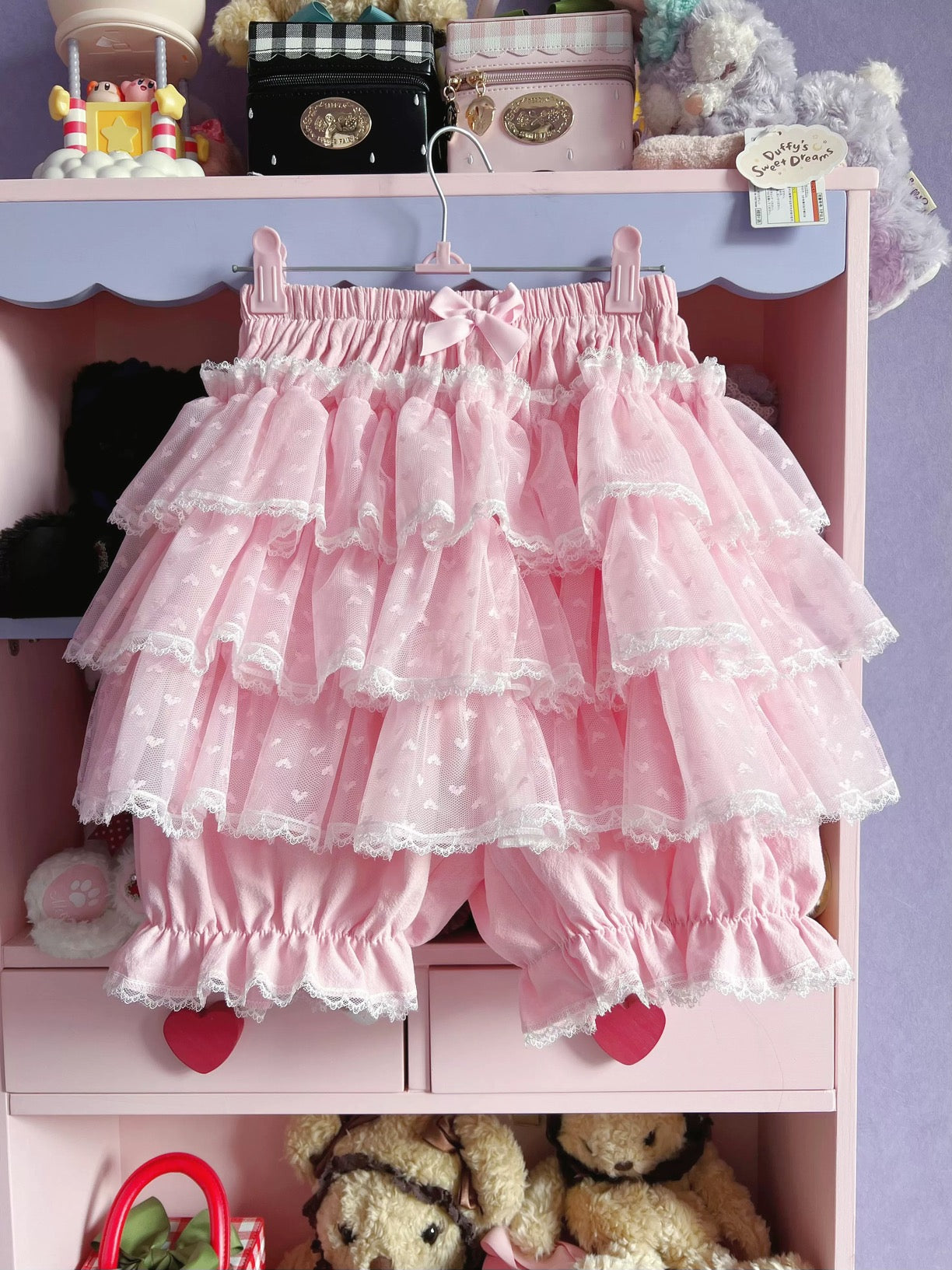 Pink Kawaii Hearts Ruffle Lolita Shorts