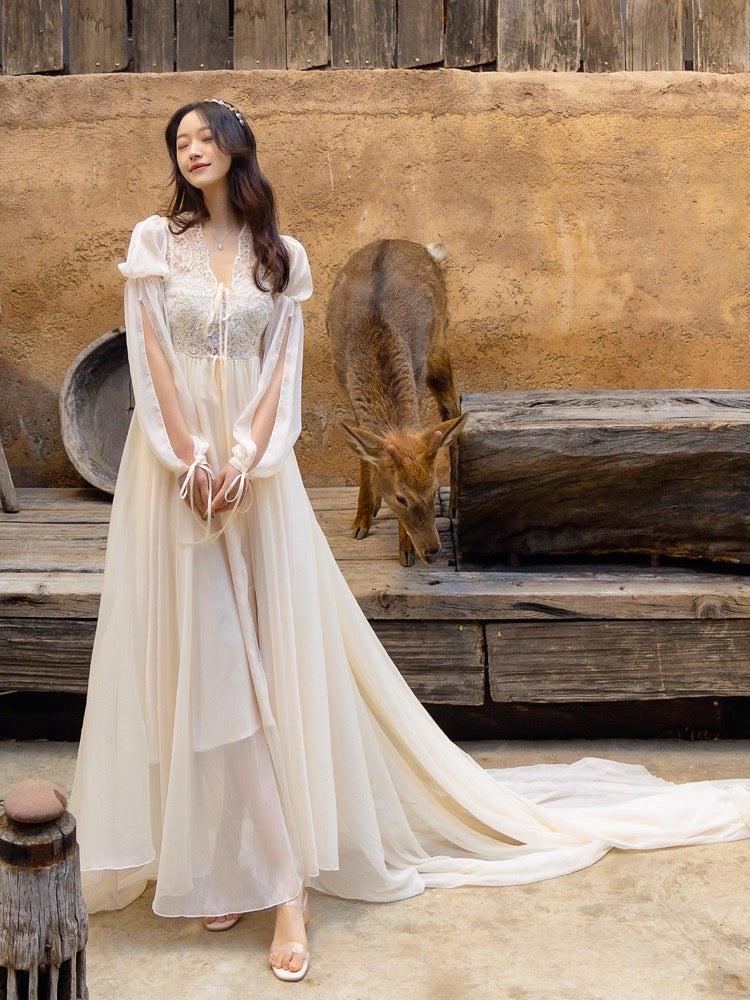 Drifting in The Breeze Romantic Royalcore Long Train Dress Gown Drifting in The Breeze Romantic Royalcore Long Train Dress Gown