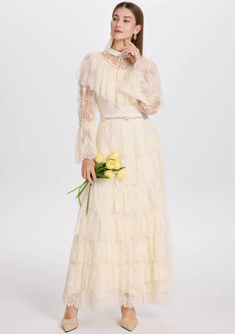lace antique dresses Long Sleeve Vintage Wedding Backless Rustic Wedding Dresses AWD1137 Scoop Neck 5 Antique Rose Victorian Lace Dress