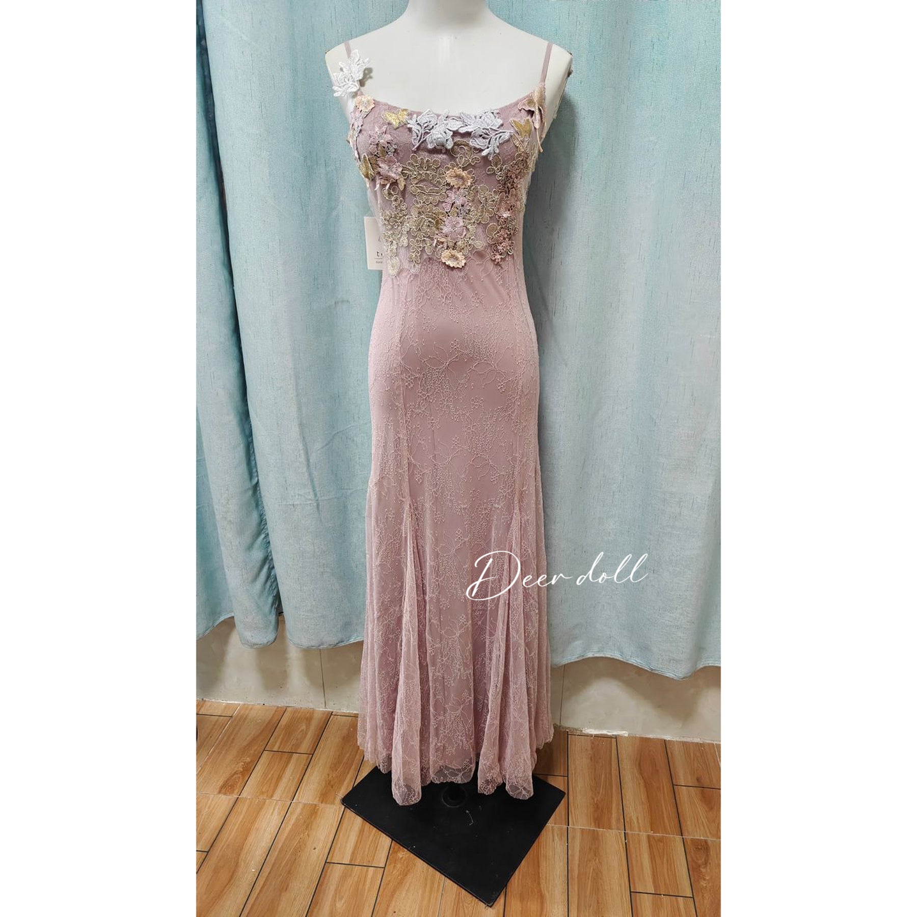 Mauve Flower-Applique Coquette Fairy Dress