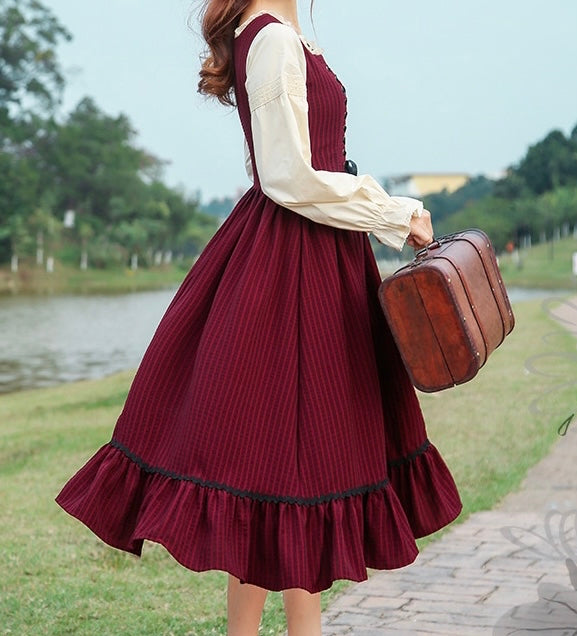Rainstorm Roads Plaid Vintage-style Cotton Dress