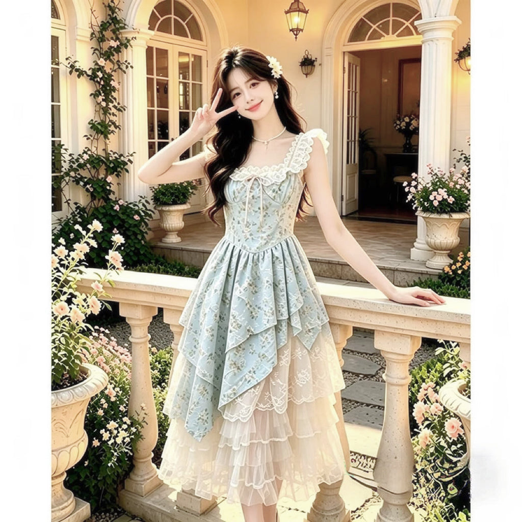 Mint Garden Rose Shabby Chic Coquette Dress