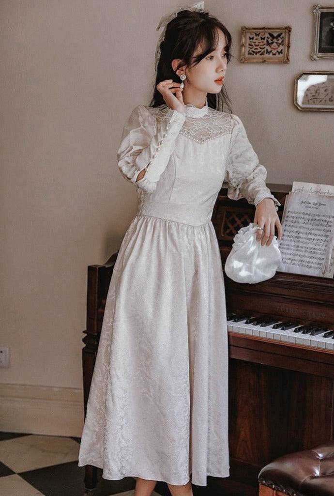 Callina Pearl Accented Victorian Style Wedding Dress