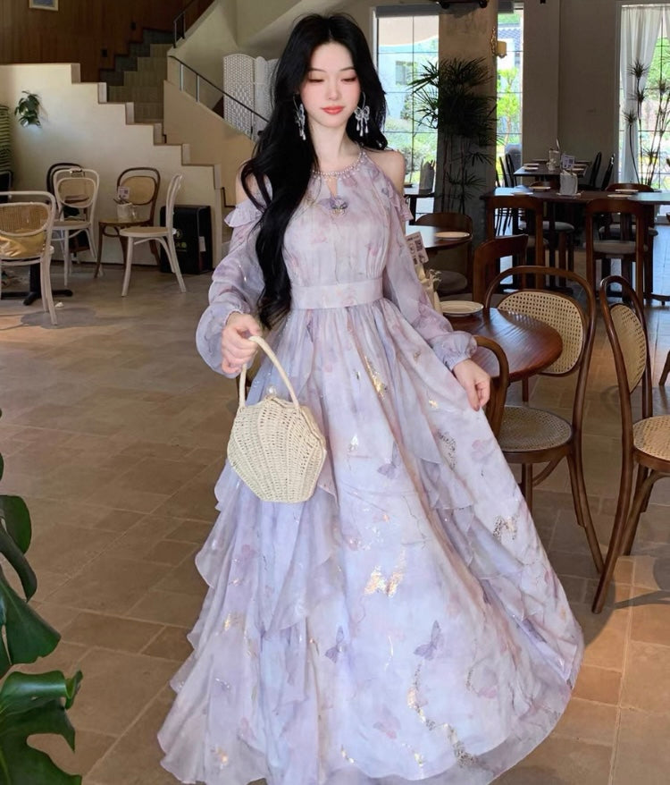 Dreamy Violet Butterfly Princess Fairy Dress